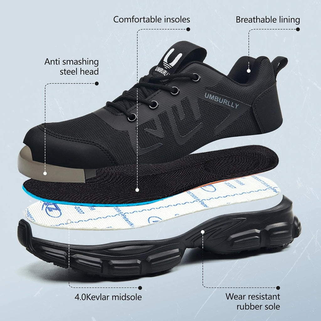 Steel Toe Shoes For Men Women Work Sneakers Safety Shoes Indestructible Comfortable Lightweight Breathable Safety Puncture Proof Shoes For Constructions