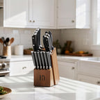 Knifesaga Knife Set, 15 Pcs Kitchen Knife Block Sets With Sharpener, Japanese High Carbon Stainless Steel Set Of Knives, Premium Razor Sharp Black Knives Set With Block For Kitchen, Ergonomic Handle