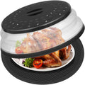12" Microwave food Cover & Mat,Large Vented Collapsible Splatter Guard dish Plate lid & Silicone Round Kitchen mat