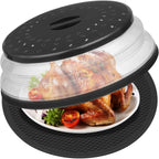 12" Microwave food Cover & Mat,Large Vented Collapsible Splatter Guard dish Plate lid & Silicone Round Kitchen mat