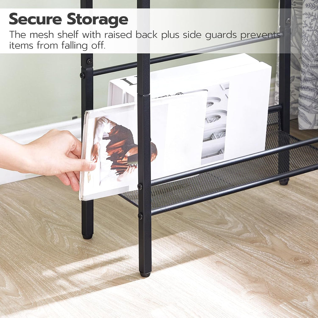 Hoobro Small Narrow Side Table With Charging Station, Skinny End Table For Small Spaces, Slim Nightstand With Usb Ports Outlet, Sofa Beside Table With Storage Shelf, Rustic Brown And Black Bf102Ubz01