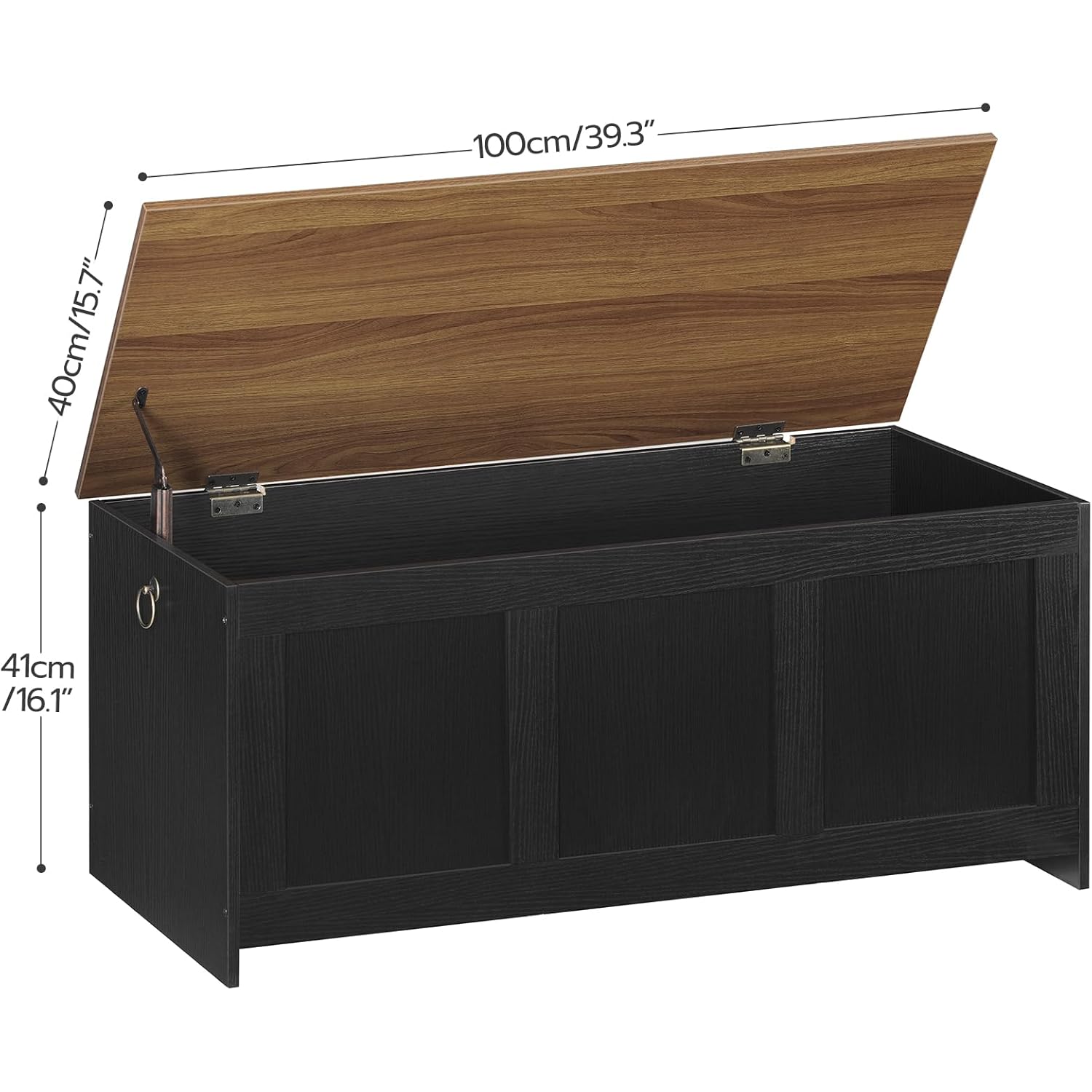 HOOBRO Storage Bench, 39.3" Retro Wooden Storage Chest, Wooden Storage Trunk, Toy Chest with Lift Top, Multifunctional Entryway Organizer, for Entryway, Living Room, Black and Walnut BH141CW01