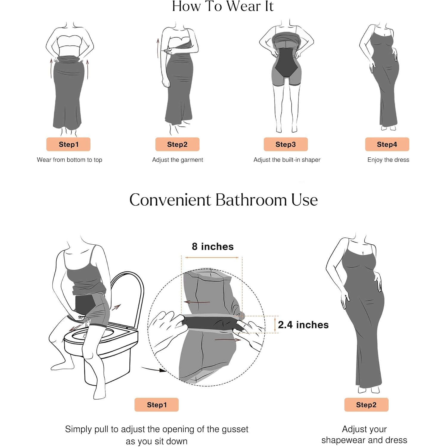Popilush Bodycon Dresses For Women Shapewear Tummy Control Maxi Dress Built In Bra Spaghetti Strap Long Formal Summer