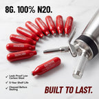 Chef Master Whipped Cream Charger (10-Pack) - N2O Cream Chargers For Professional Creams Dispensers - 8G Nitrous Oxide Cartridges - Food Grade Gas Refills For Whipping, Culinary Foams & Desserts