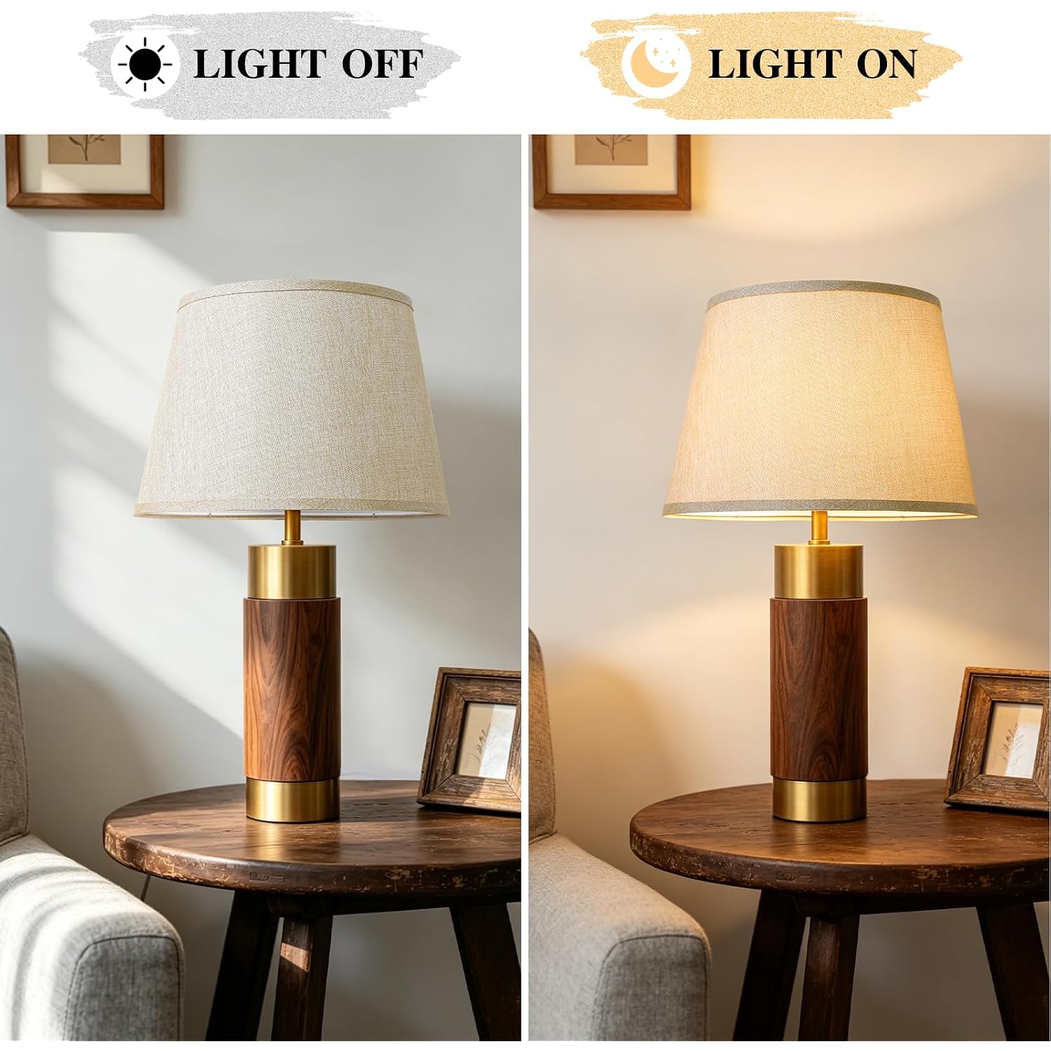 Drum Lamp Shades Set Of 2, 12"Top X 16"Bottom X 11"High, Champagne Beige | Large Drum Lampshades For Table Lamps, Floor Lamp Shade, E26 Base Harp Holders Included, Spider, Natural Linen, Easy Assembly