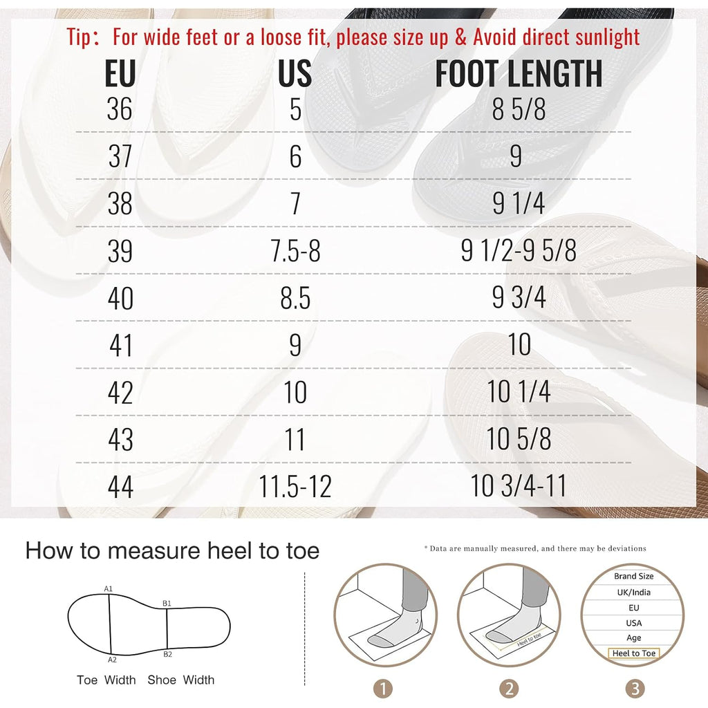 Litfun Women'S Arch Support Flip Flops For Plantar Fasciitis Orthopedic Thong Sandals Comfortable Summer Beach Pool Slides