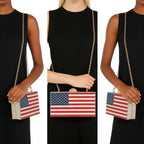Women'S American Flag Rhinestone Crossbody Evening Purse - Patriotic Red White Blue Clutch Bag For National Celebrations Evening Bag Flag Purse