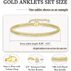 17KM 21PCS Gold Ankle Bracelets for Women, Boho Shell Bead Cuban Link Chain Waterproof Gold Anklets Set, Adjustable Layered Anklets for Women Beach Jewelry Gift