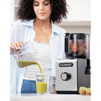 Cold Press Juicer Machine, 6.5" Large Feed Chute Masticating Extractor, Easy to Clean for Whole Fruits & Vegetables, High Yield