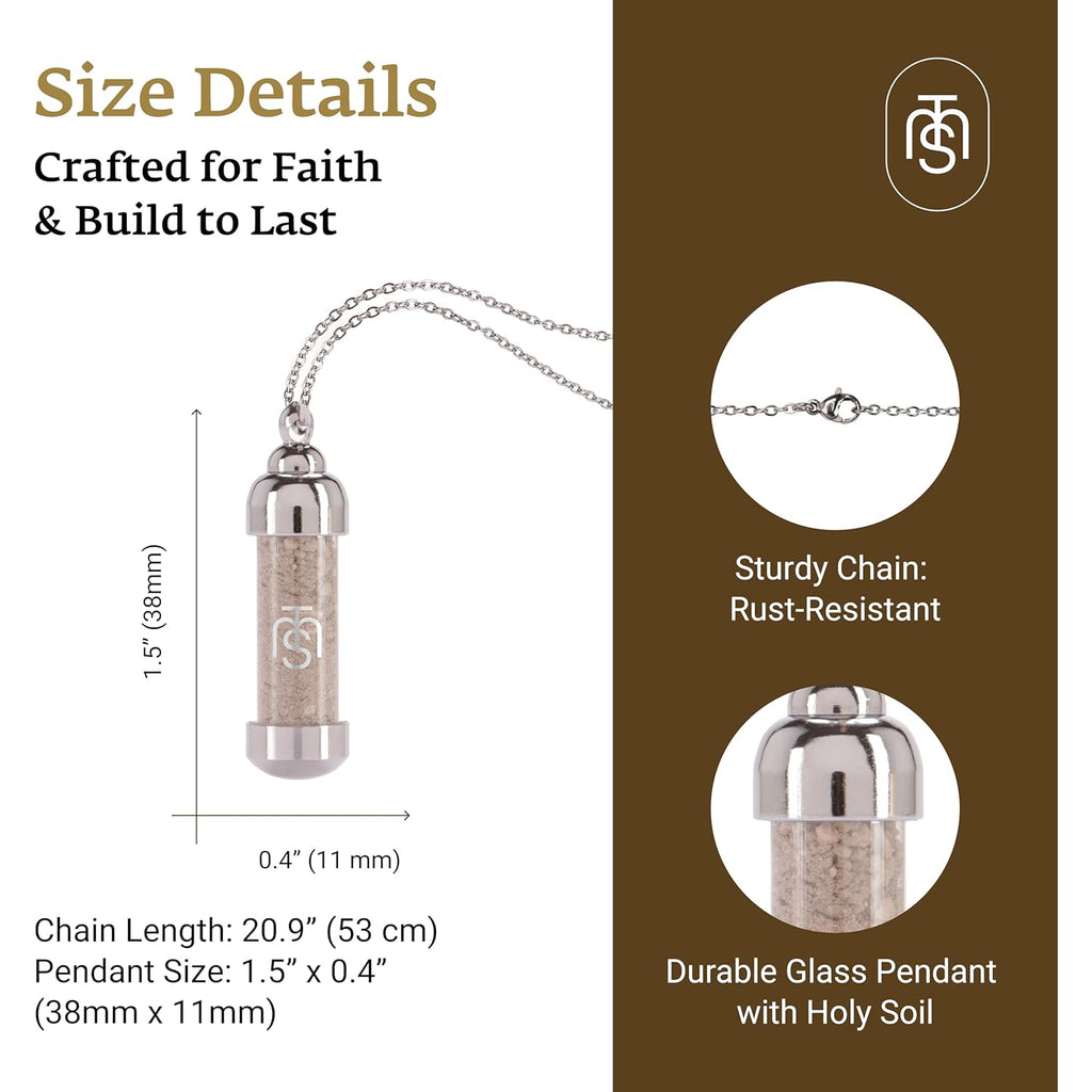 Authentic Temple Mount Christian Necklace for Women & Men – Expert-Certified Sacred Soil Jewelry, Rare Faith-Based Holy Land Soil Pendant from Jerusalem, Spiritual Religious Keepsake