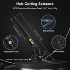 Hair Cutting Scissors Shears Kit, Professional Barber Haircut Scissors Set (6.7 Inch Hair Beard Hairdressing Trimming Haircutting Thinning Shears) For Men Women Hairdresser Home Salon (Black)