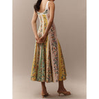 Women'S Boho Print Dress Sleeveless Backless Halter High Waist A Line Vacation Beach Long Dress
