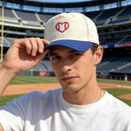 Embroidered Sports Baseball Cap with Love Heart, Two-Tone Adjustable Cotton Trucker Hat for Men Women Gifts Baseball Love Heart - Navy Blue