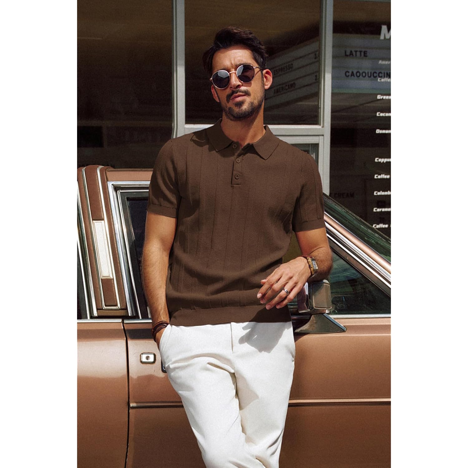 Pj Paul Jones Mens Polo Shirts Short Sleeve Textured Knit Polo Shirt Ribbed Casual Golf Shirts