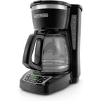 BLACK+DECKER 12-Cup Digital Coffee Maker, Programmable, Washable Basket Filter, Sneak-A-Cup, Auto Brew, Water Window, Keep Hot Plate, Black