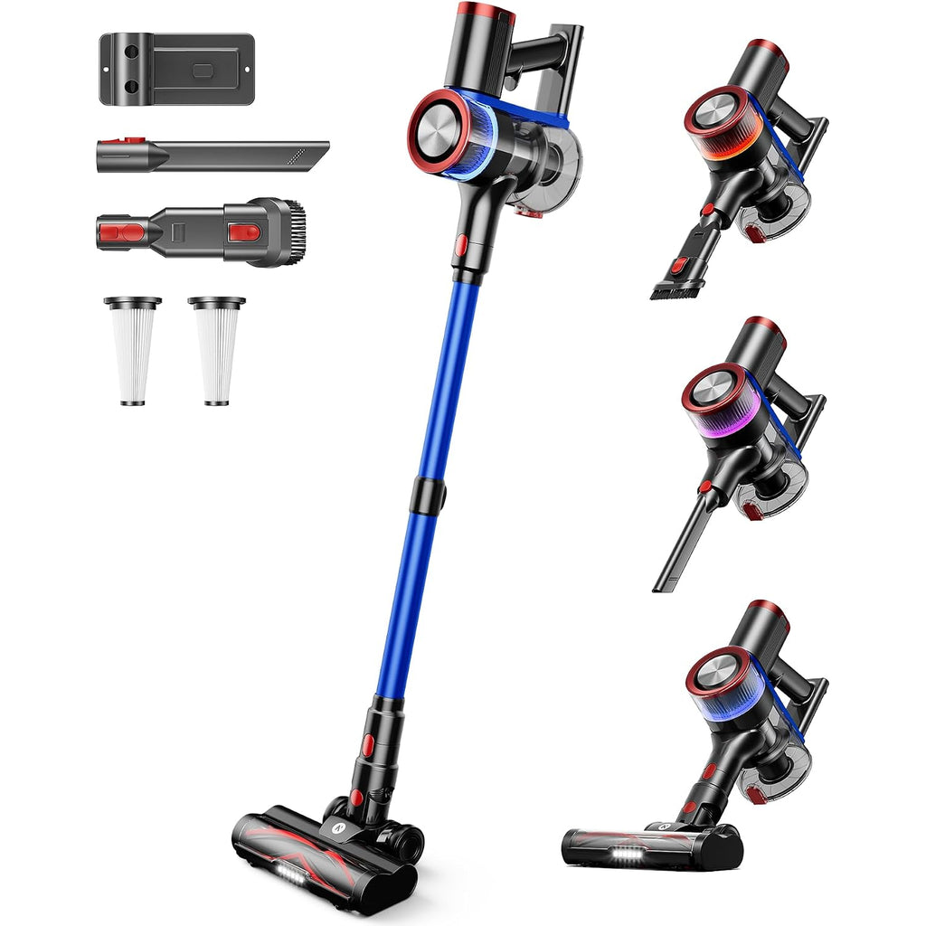 Nadaly Cordless Vacuum Cleaner, 550W 45Kpa 65Mins Vacuum Cleaners For Home, Stick Vacuum With Led Display, Anti-Tangle, Self-Standing, 8-In-1 Lightweight Vacuum For Hardwood Floor/Carpet/Pet Hair