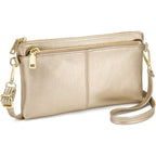 Triple Zip Small Crossbody Bag Lightweight Purses Vegan Leather Wristlet Clutch, Includes Adjustable Shoulder