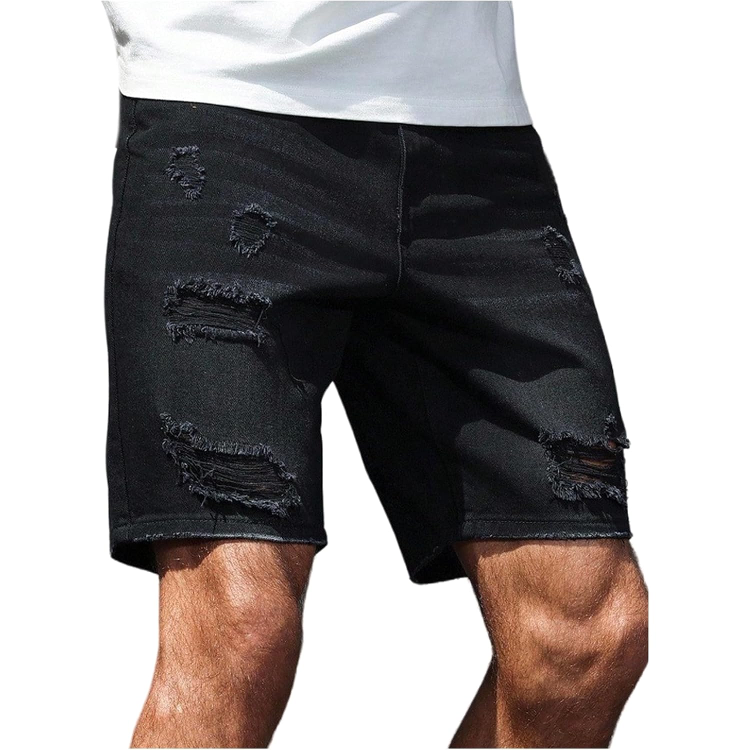 Verdusa Men'S Jorts Ripped Denim Shorts Baggy Jean Vintage Summer Denim Shorts