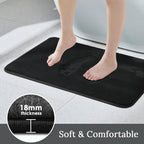 Bathroom Rugs Sets 3 Piece, Ultra Soft Velvet Memory Foam Bath Rugs, Non-Slip & Pvc Backing Bathroom Mat Set, Washable Quick Dry Bath Rug - Black