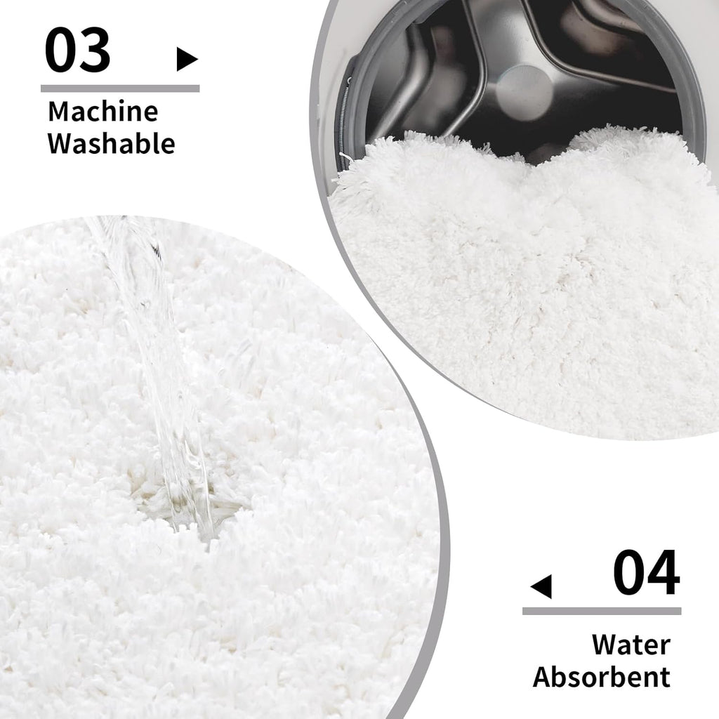 Disolla White Bathroom Rug 17x24 - Non-Slip Plush Small Bath Mat, Highly Absorbent & Ultra Soft Fluffy Floor Mat, Machine Washable for Shower and Tub