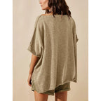 Tankaneo Women's Oversized T Shirts Casual Summer Crew Neck Loose Dropped Short Sleeve Side Slit Hem Blouse Tunic Tops