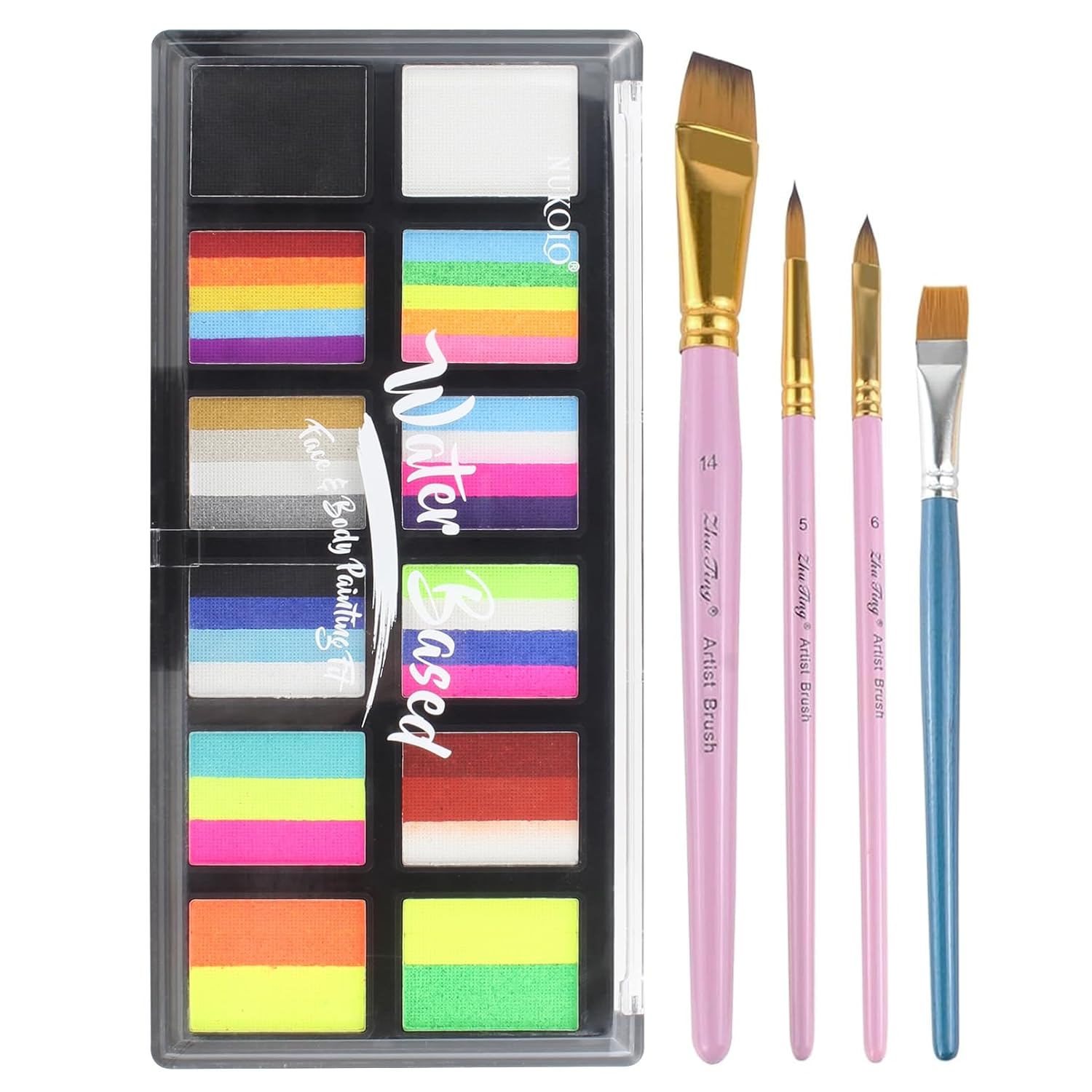 Face Painting Kit For Adults, Split Cake Face Paint Palette, Water Activated Face Paint With 4 Brushes, Safe & Quick-Dry, Perfect For Halloween Party Birthday Cosplay