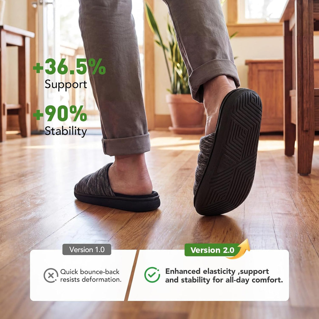 Veracosy Mens Open-Toe Slippers Memory Foam Indoor Outdoor House Shoes
