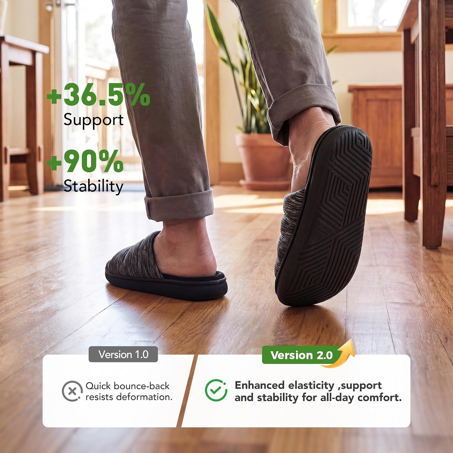 Veracosy Mens Open-Toe Slippers Memory Foam Indoor Outdoor House Shoes