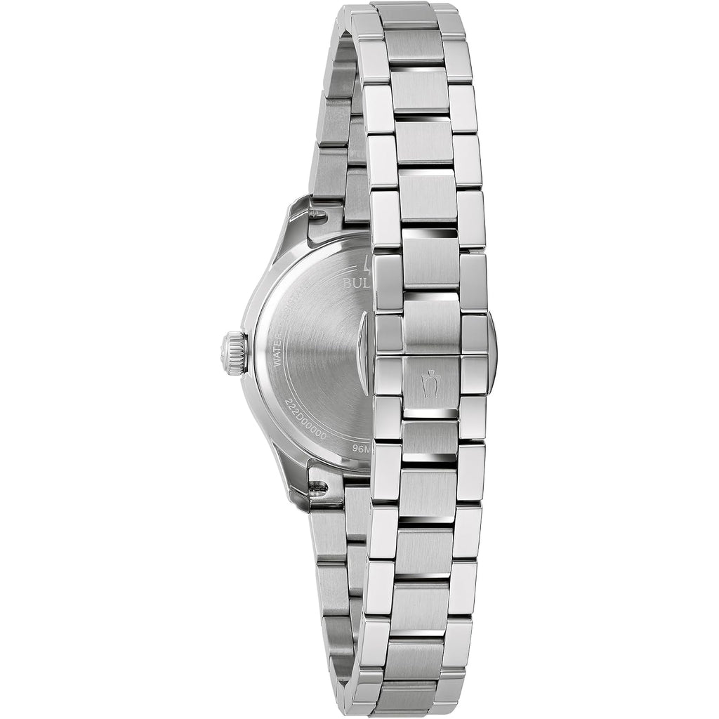 Bulova Ladies Classic Mini Wilton 3-Hand Quartz Silver Stainless Steel Watch, Day Date, 29Mm