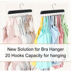 Tank Top Hanger With 40 Hooks For Closet Organizer, Premium Wood Bra Hanger | 2 Pack Foldable Space Saving Hangers Closet Organizers And Storage, Closet Accessories Multi Hook Hanger For Dorm & Apartment