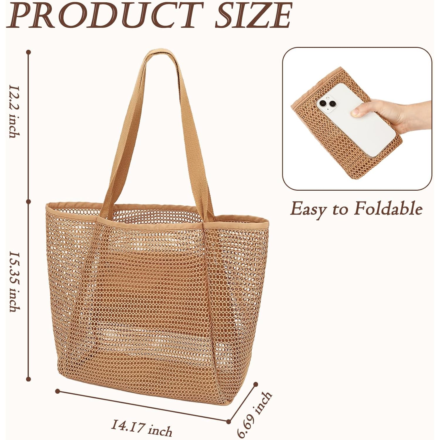 Gyeukham Mesh Beach Tote Bag For Women, Large Pool Bag With Water-Resistant Bottom For Cruise Travel