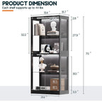Amerlife 32-Inch Rgb Display Cabinet With Glass Shelves | 70 H X 32 W X 16 D In, 4-Tier Storage, Rgb Led Lights, Press-To-Open Doors, For Collectibles, Black