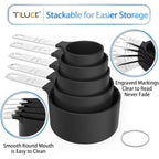 Measuring Cups & Spoons Set, Stackable Cups And Spoons | Nesting Measure Cups With Stainless Steel Handle, Kitchen Gadgets For Cooking & Baking (Black)