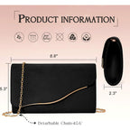 Clutch Purses for Women Formal Evening Clutch with Detachable Chain Faux Suede Purse for Wedding Party
