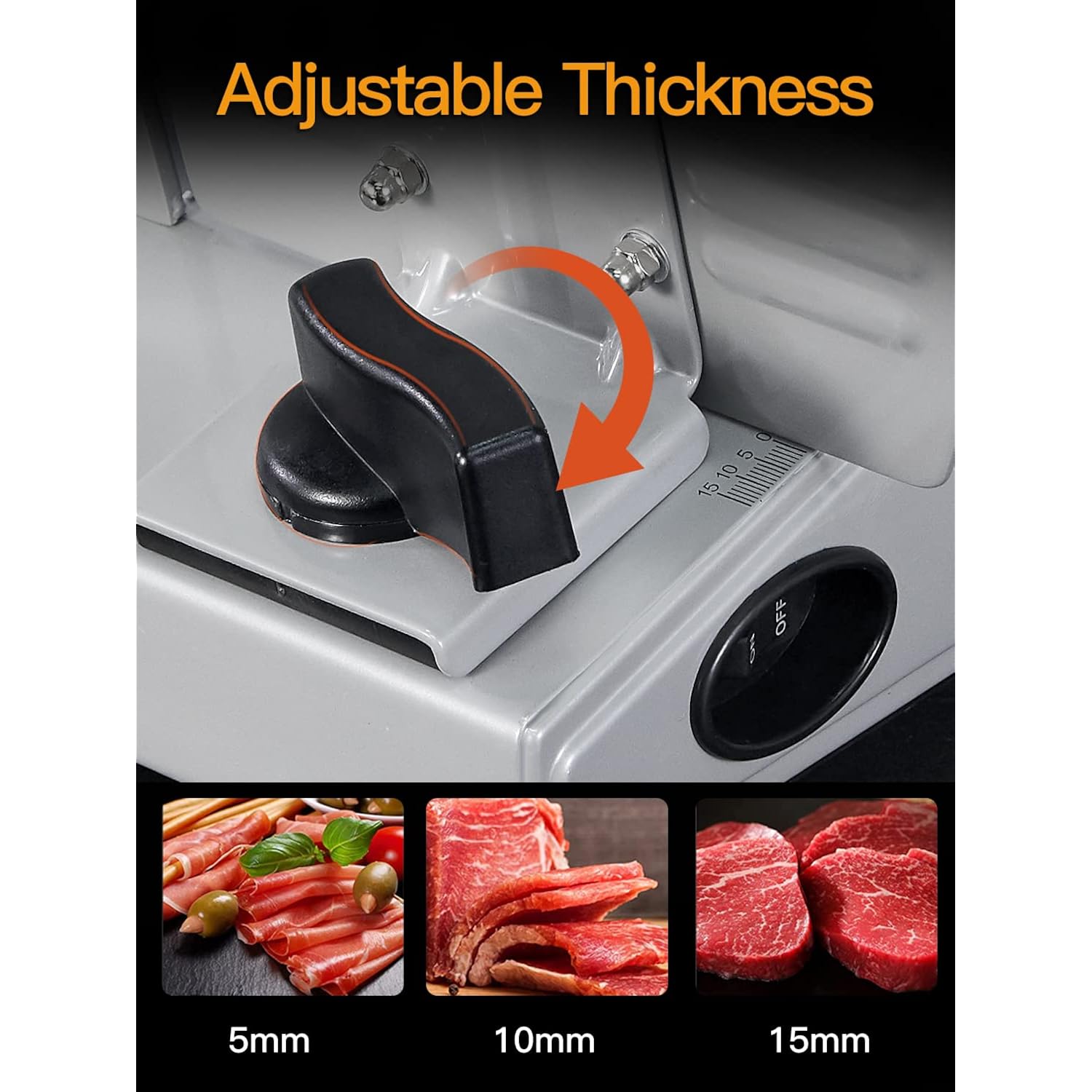 Meat Slicer, 200W Electric Food Slicer with 2 Removable 7.5" Stainless Steel Blades and Stainless Steel Tray, Child Lock Protection, Adjustable Thickness, Food Slicer Machine for Meat Cheese Bread