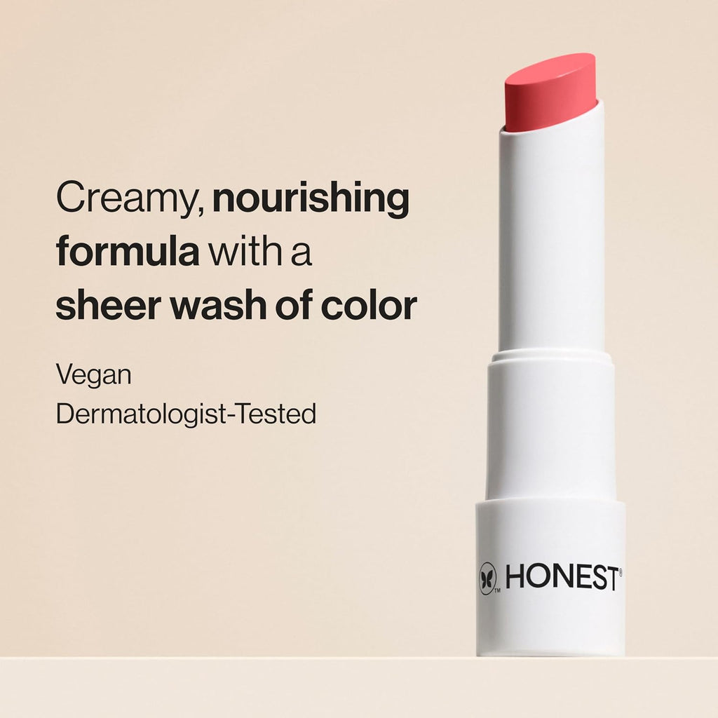 Honest Beauty Moisturizing Vegan Tinted Lip Balm, Antioxidant-Rich, Acai Extracts, Avocado Oil, Paraben-Free, Cruelty Summer, Melon