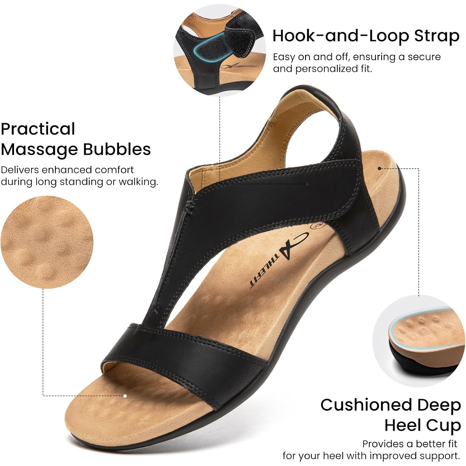 Athlefit Orthopedic Sandals For Women Comfortable Beach Orthotic Sandals With Arch Support