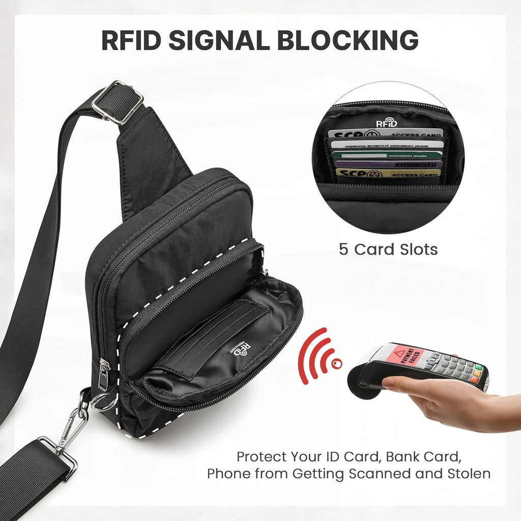 G4Free Small Sling Bag For Women, Anti Theft Rfid Blocking Mini Crossbody Purse For Travel, Black