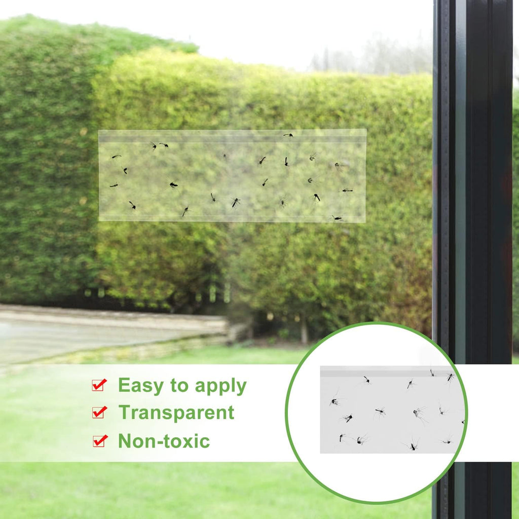 Lfsys 50 Pack Window Fly Trap, Fruit Fly Traps For Indoors, Fly Paper Sticky Strips, Fly Traps For Indoors Clear