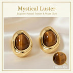 Jean Beau Chunky Gold Stone Stud Earrings for Women, Trendy Natural Gemstone Hypoallergenic Earing Valentine Jewelry Gift