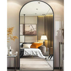 Antok Oversized Full Length Mirror With Stand, 81"X41" Arched Floor Mirror, Aluminum Frame, Wall Mounted/Leaning/Free Standing, Large Body Mirror For Bedroom Living Room Entryway Dressing Room,Black