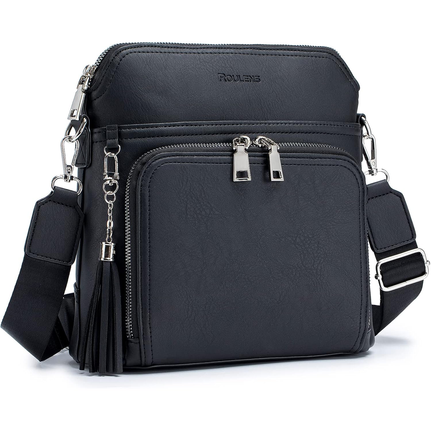Roulens Crossbody Purse for Women Vegan Leather Medium Crossbody Wallet Bag for Travel Women Shoulder Handbags with Tassel