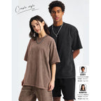 Arssm Mens Oversized T Shirts Cotton Acid Wash Baggy Tees Loose Fit Vintage Heavyweight T-Shirts