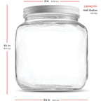 Paksh Novelty Wide Mouth Glass Mason Jar 64 Oz - 4 Pack - Wide Mouth, Airtight Lid, USDA Approved BPA-Free Dishwasher Safe Canning Jar for Fermenting, Sun Tea, Kombucha, Dry Food Storage, Clear