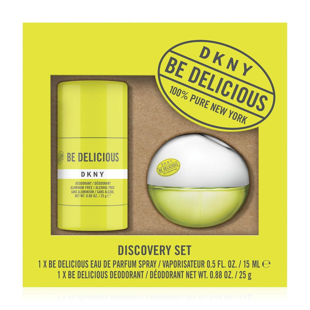 DKNY Be Delicious Discovery Set For Women - Eau de Parfum Mini Spray 0.5 Fl. Oz. & Aluminum Free Deodorant Stick 0.88 Oz.