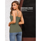 Women 3 Pack Cotton Camisoles with Shelf Bra Adjustable Spaghetti Strap Tank Tops