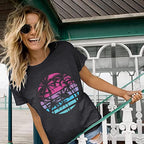 Hawaiian Shirts for Women Palm Trees Beach Graphic Tee Tops Summer Vacation Short Sleeve Tshirt Tops