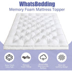 Whatsbedding 4 Inch Memory Foam Mattress Topper Queen For Back Pain Relief, Filled With Breathable Gel Memory Foam, Fluffy Comfort Supportive Pillow Top Mattress Topper, 80X60X4In