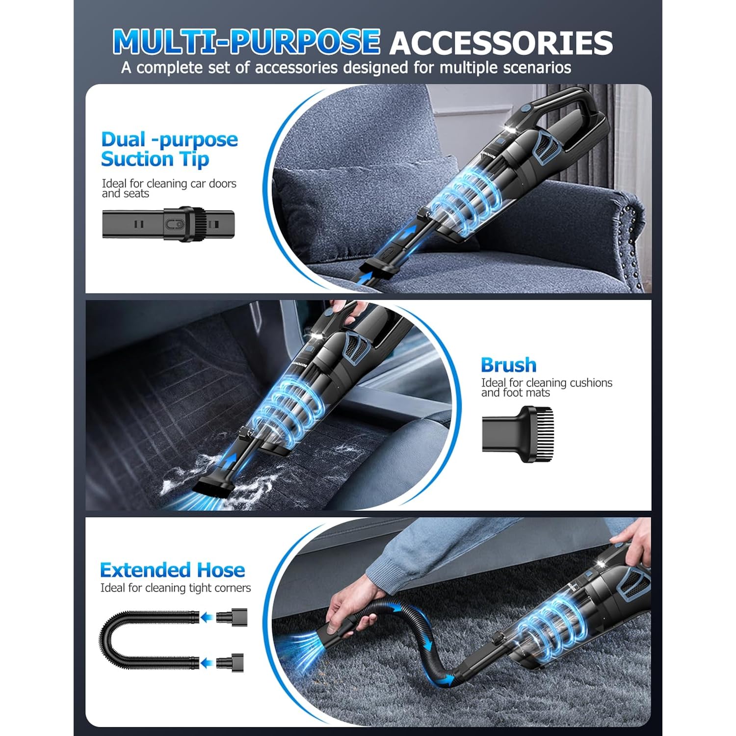 Bqypower Handheld Vacuum Cordless Rechargeable, Hand Held Car Vacuum