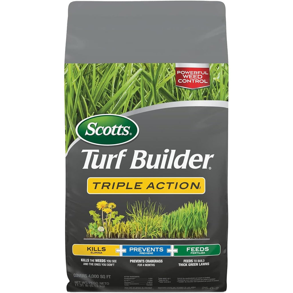 Scotts Turf Builder Triple Action1, 11.31 Lb. | Weed Control, Lawn Weed Killer, Crabgrass Preventer, And Grass Fertilizer For Lawns, Covers 4,000 Sq. Ft.